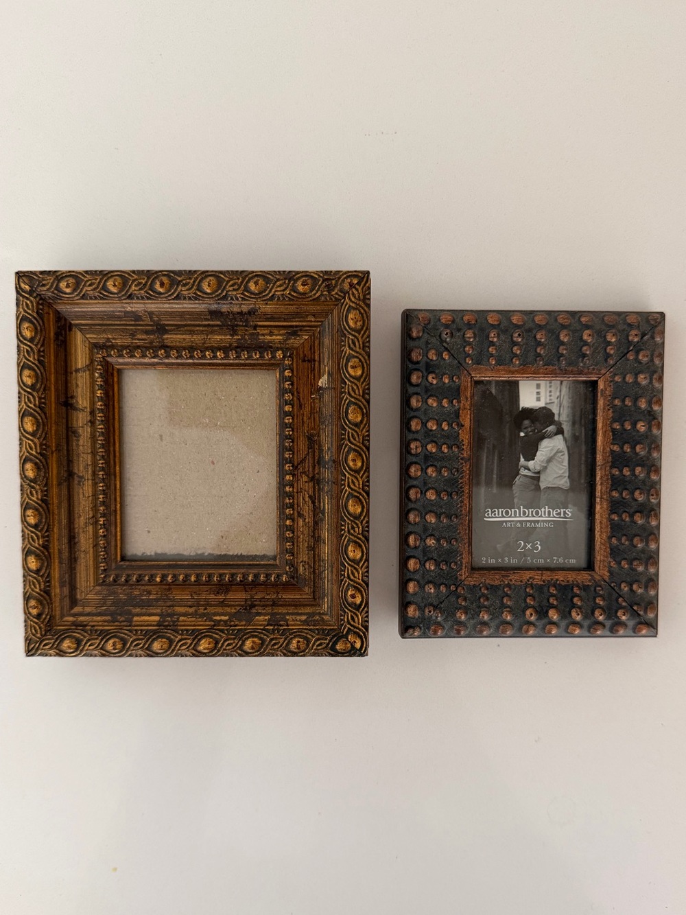 Brushed Bronze And Brown Decorative Stud Photo Frame Set Of 2